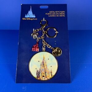 Disney World 50th Anniversary‎ Metal Keychain With Charms New on Card